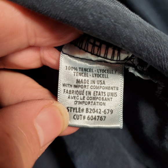 Bella Dahl Top Womens L Blue Chambray Button Up Zip Back Tencel Long Sleeve Boho - Picture 8 of 9